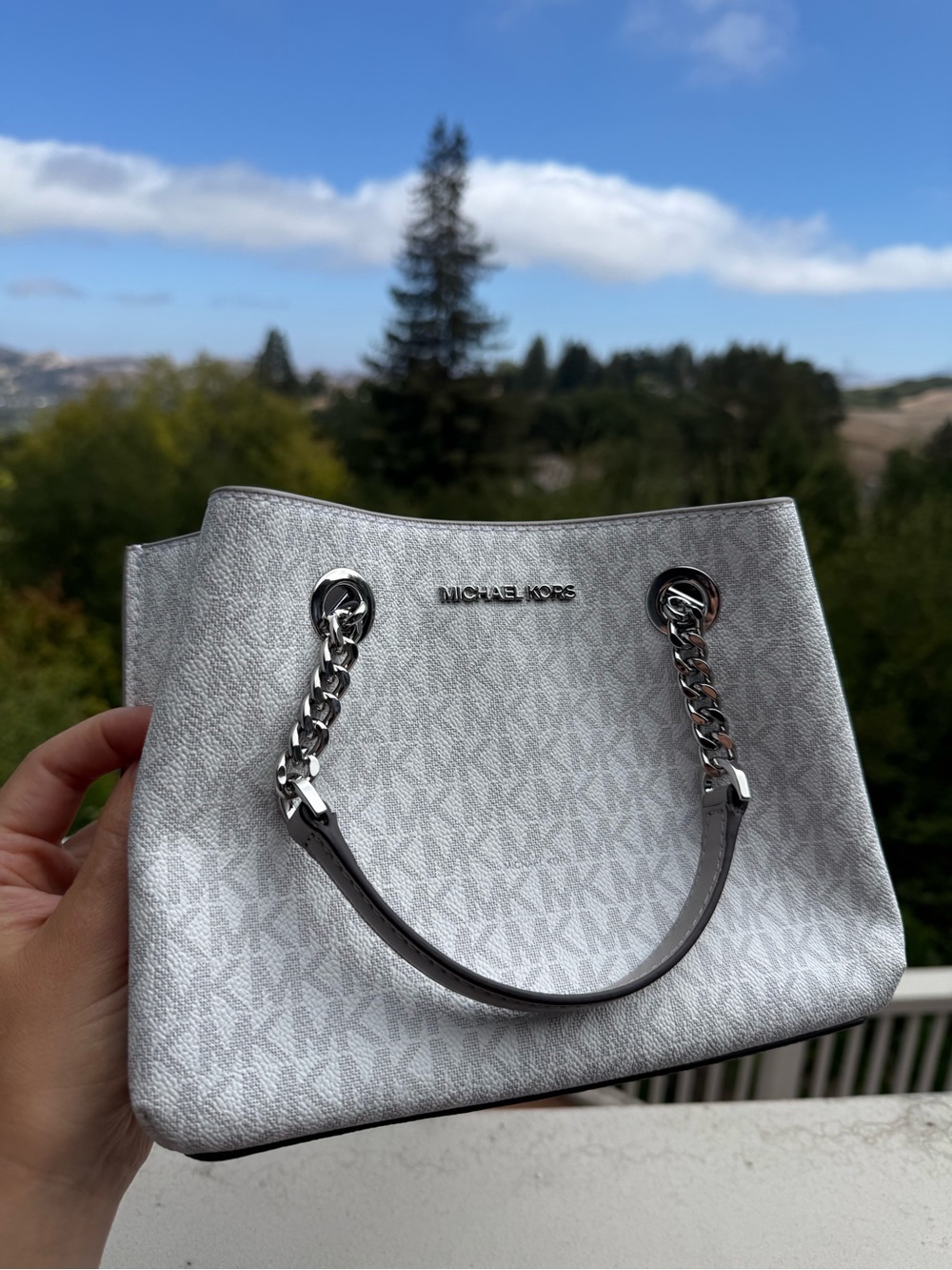 NWT Michael Kors White Signature Chain-Handle Tote